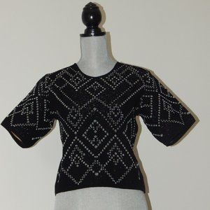 RVN PULLOVER BOXY LUREX KNIT TOP SHORT SLEEVE